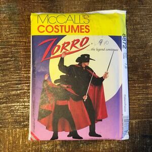 McCalls Sewing Pattern 8872 Boys Legend of Zorro Costume Mask Cape 7-8 UNCUT